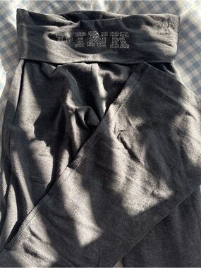 PINK Victoria's Secret Charcoal Gray Boot Cut Pants with Rhinestone Logo